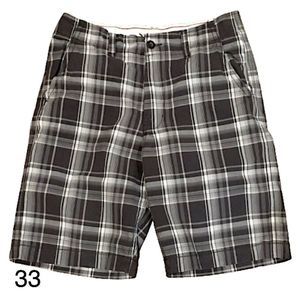 AE Mens Longer Length Charcoal Grey Plaid Shorts